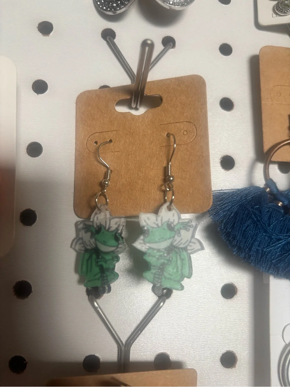 Green Frog Flower Drop Earrings - Women Accessories